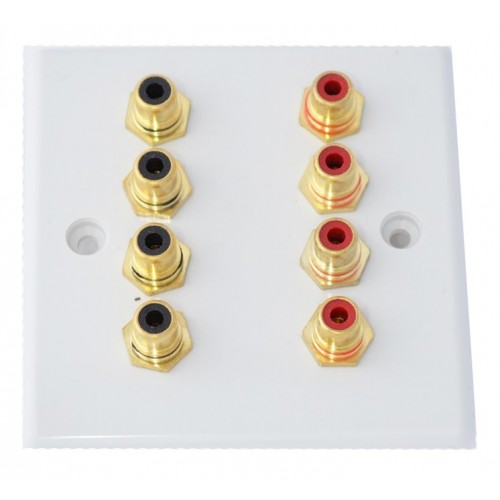 5.1 Channel Surround Sound Speaker Wall Plate Kit - Slimline, Non-Solder Connections, UK Made